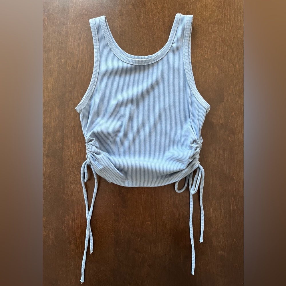 Adjustable ribbed tie side tank top